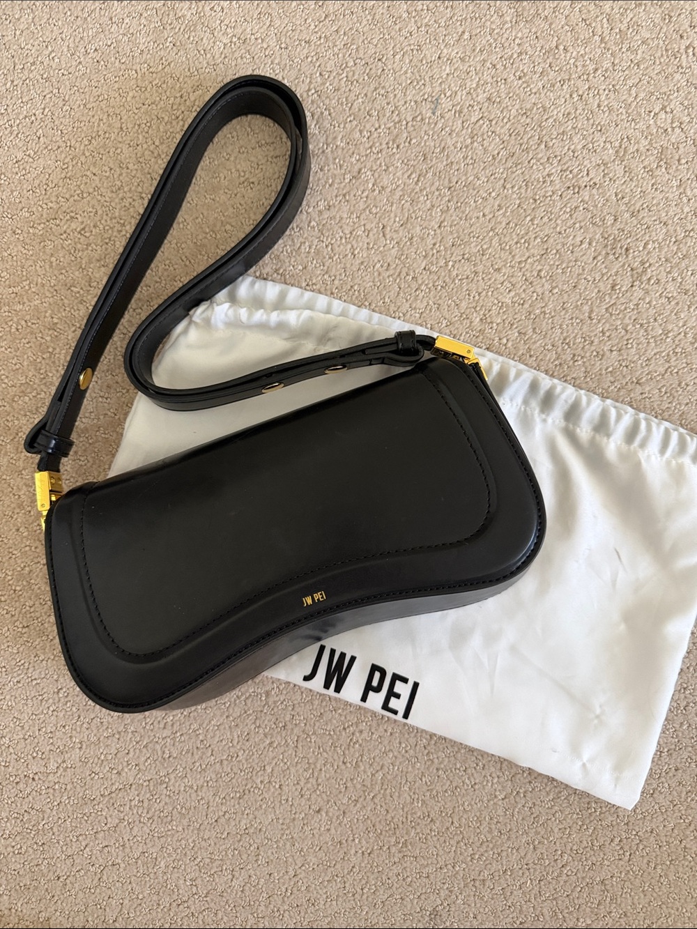 JW PEI Black Mini Shoulder Bag with Gold Hardware